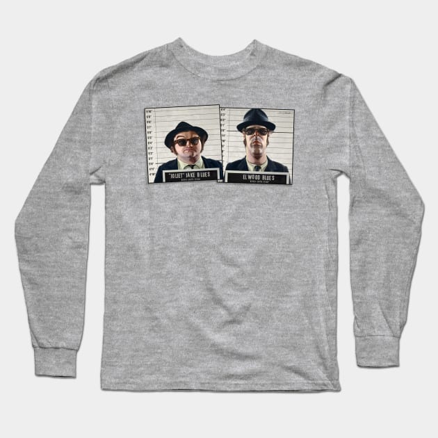 Blues Brothers Mugshots Long Sleeve T-Shirt by Dustin Resch